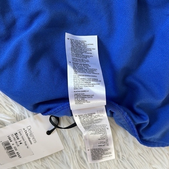 New J By Jasper Conran Plunge Neck back tie Swimsuit in cobalt blue size 14 - Picture 10 of 12